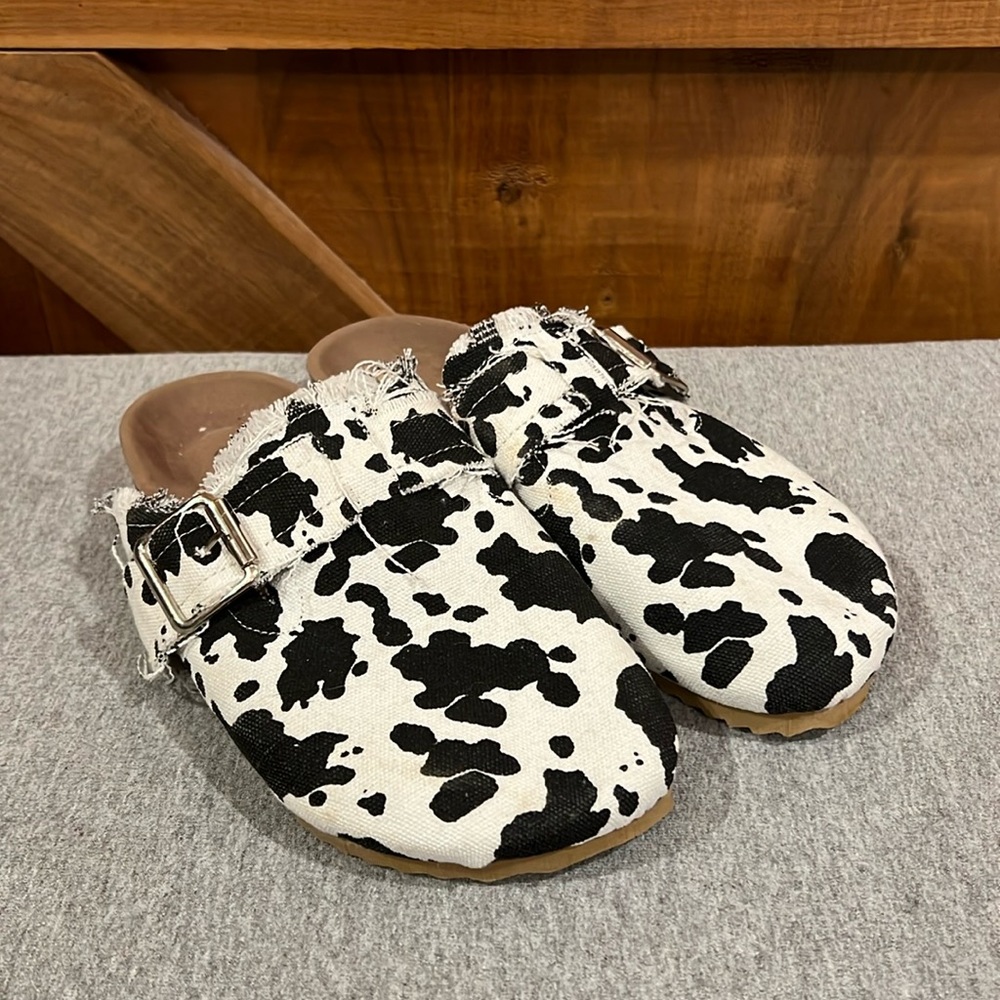 Cow print birk inspired mules size euro 36